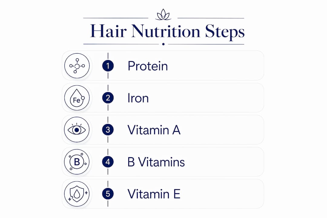 Infographic showing key nutrients for hair nutrition