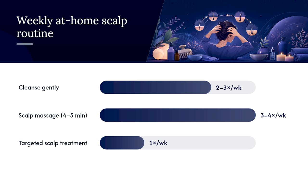 A simple at-home scalp routine to support your cycle — overview diagram