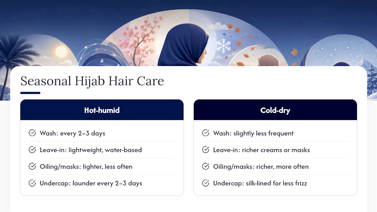 Seasonal comparison for hijab hair care