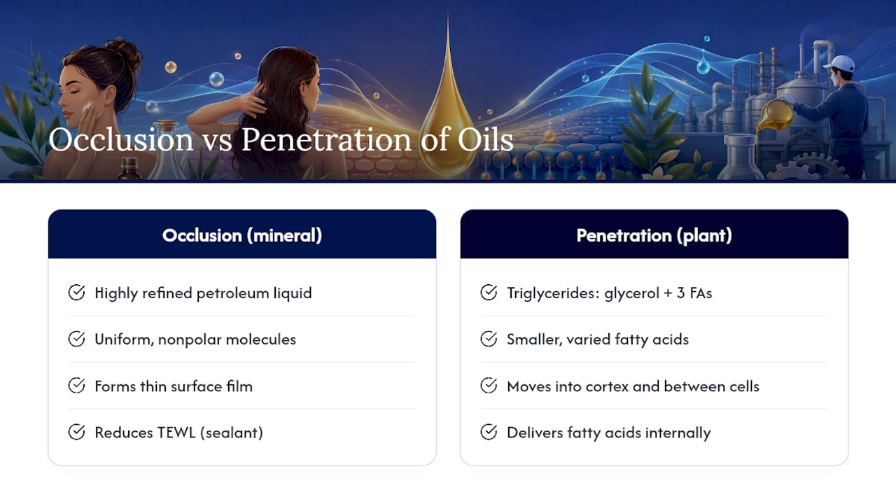 Diagram comparing oil occlusion and penetration