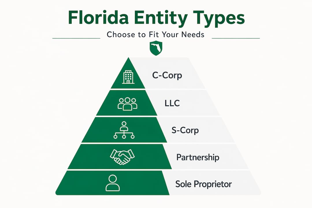 Infographic shows pyramid of Florida business entity types
