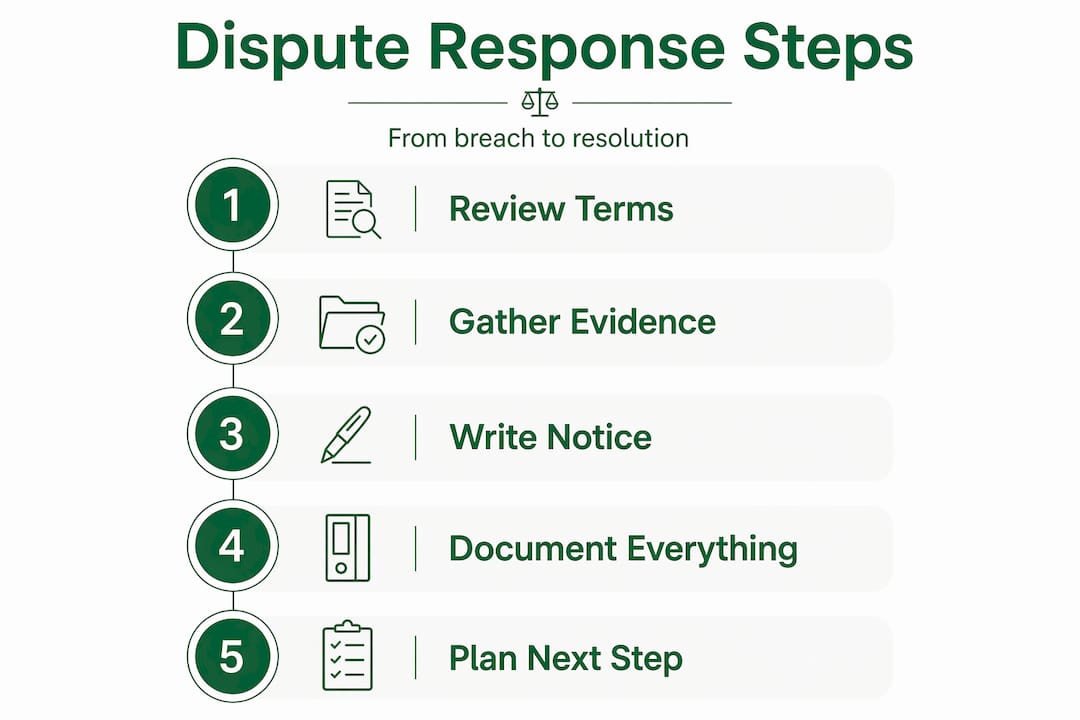 Infographic outlining vendor dispute response steps