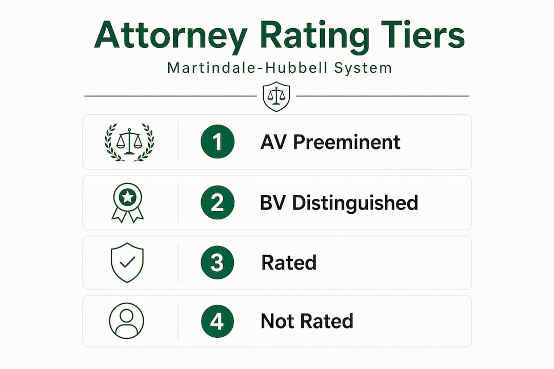 Attorney rating hierarchy pyramid infographic