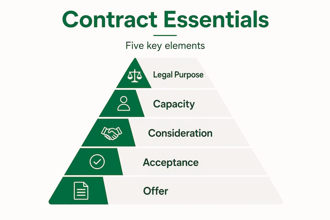 Infographic showing contract essentials pyramid