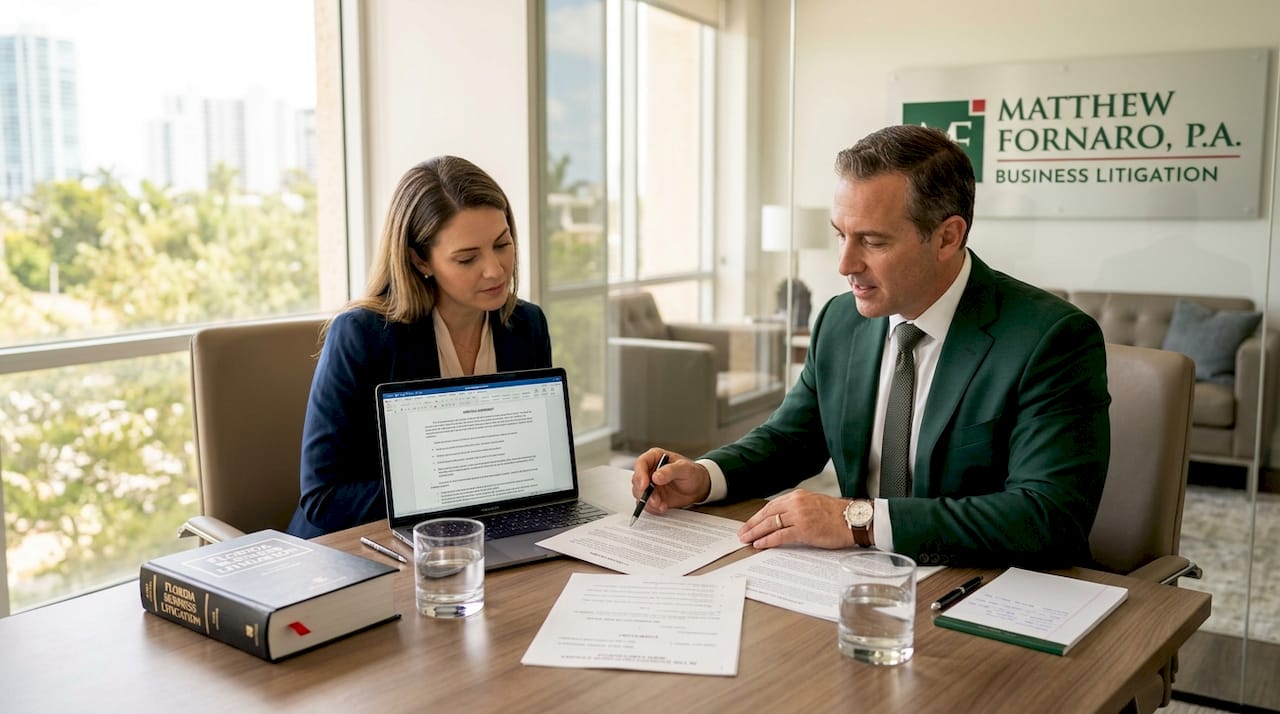 Attorney consulting business owner about litigation