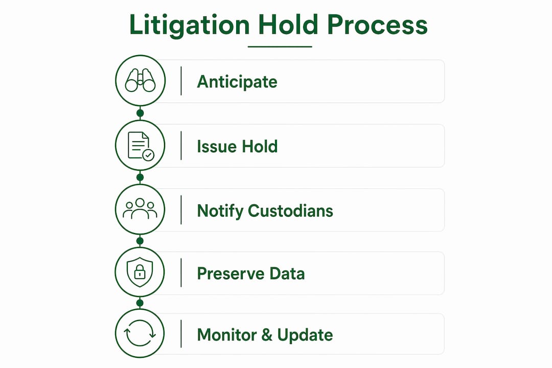 Infographic showing key steps in litigation hold process