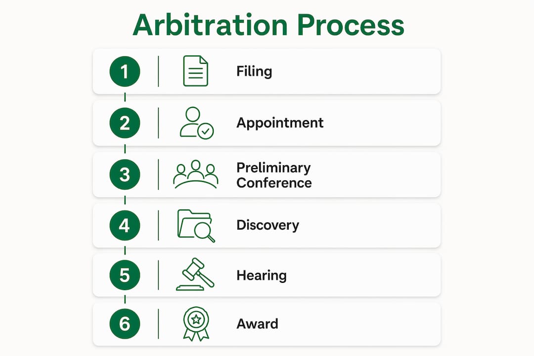 Infographic illustrating Florida arbitration steps