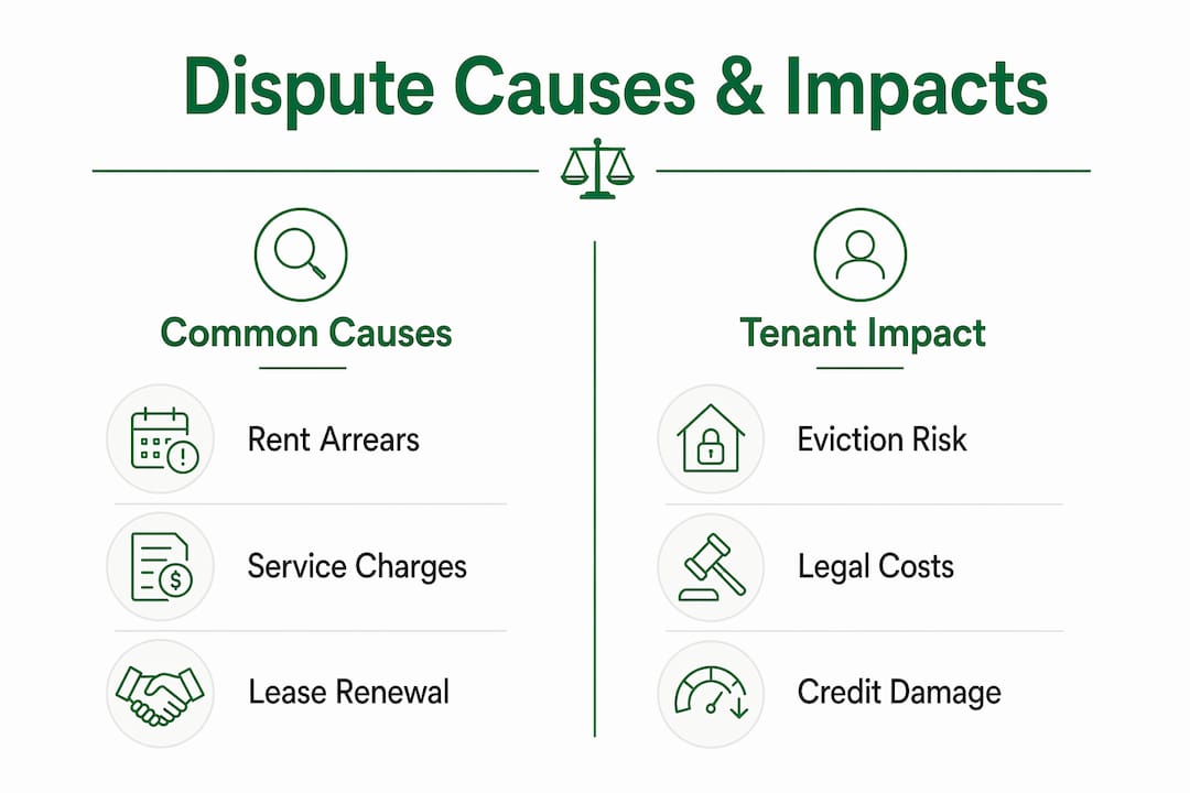 Infographic showing dispute causes and tenant impacts