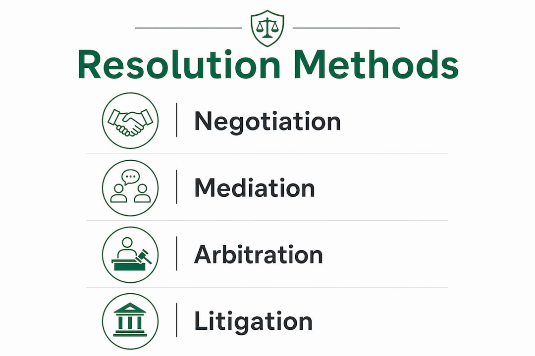 Infographic showing partnership dispute resolution methods
