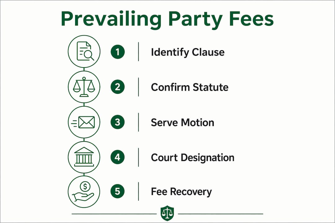 Infographic outlining prevailing party fee process
