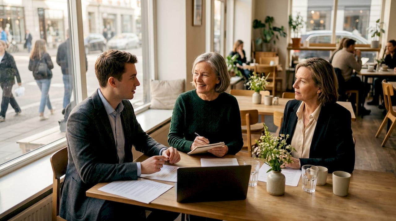 Mediator facilitating business dispute resolution talk