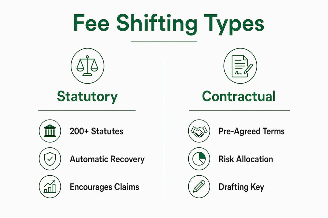 Infographic comparing statutory and contractual fee shifting