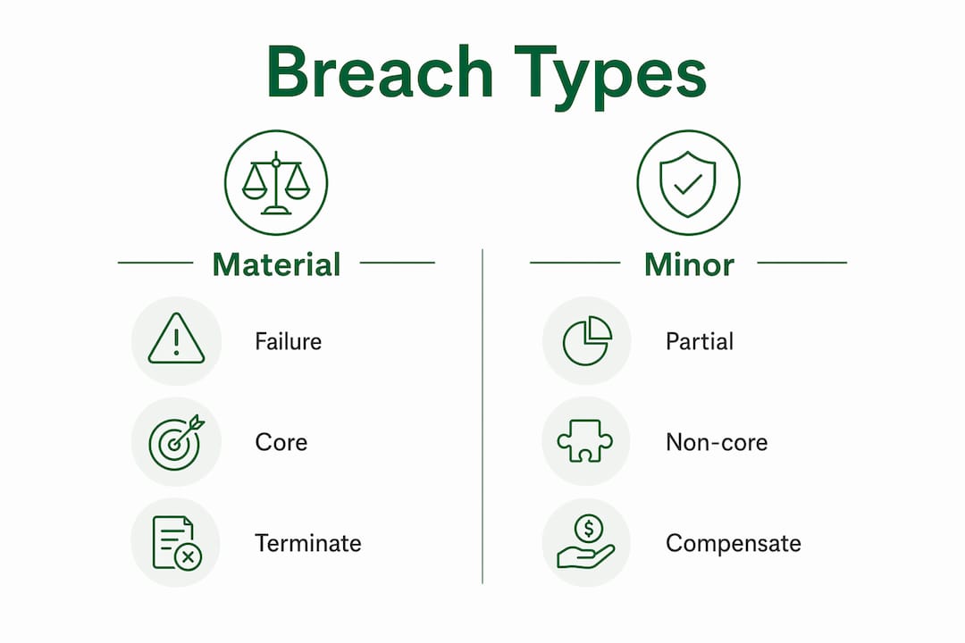 Infographic comparing material and minor breach types