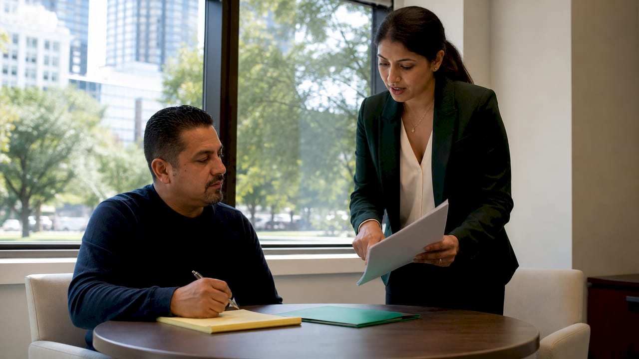 Attorney advising client on legal elements
