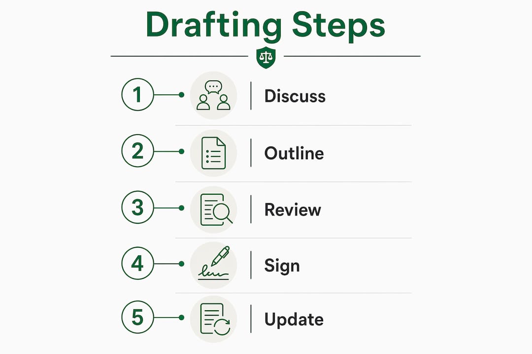 Infographic of partnership agreement drafting steps