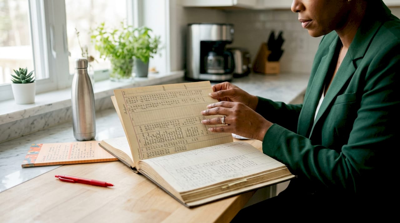 Accountant reviewing partnership financial records