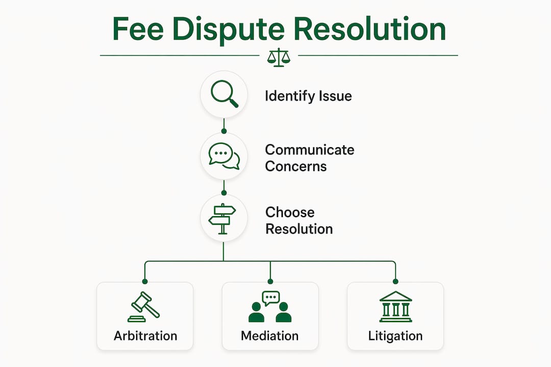 Infographic illustrating fee dispute resolution steps