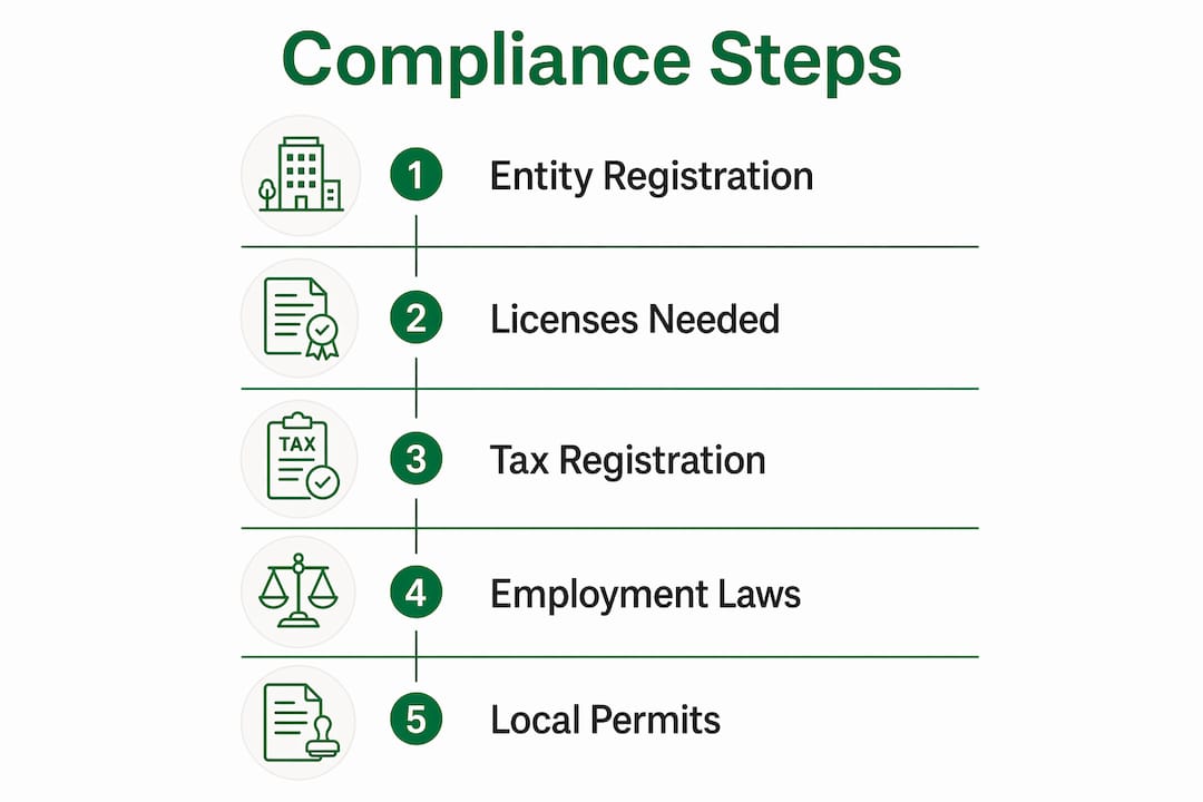 Infographic showing steps for Florida business compliance