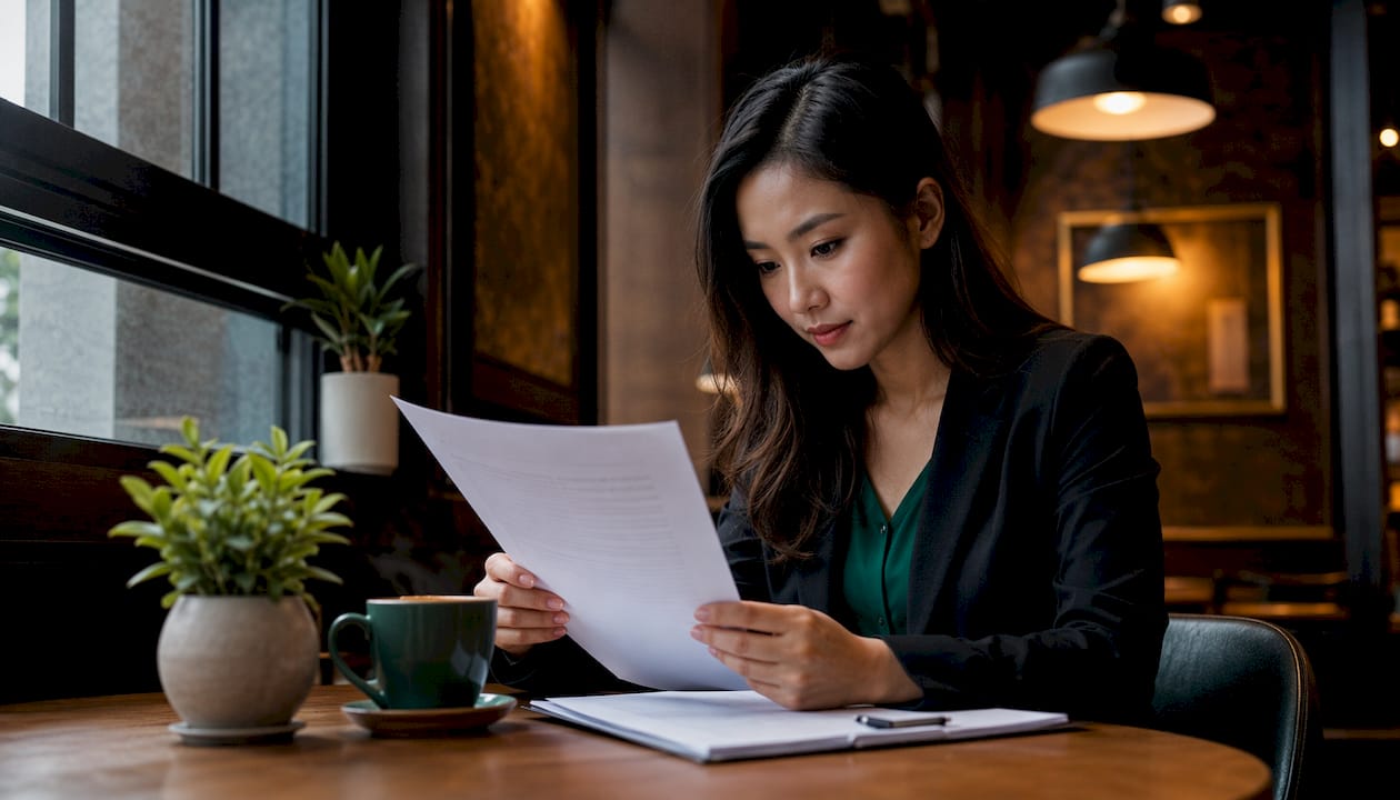Risk manager reviewing insurance policy checklist