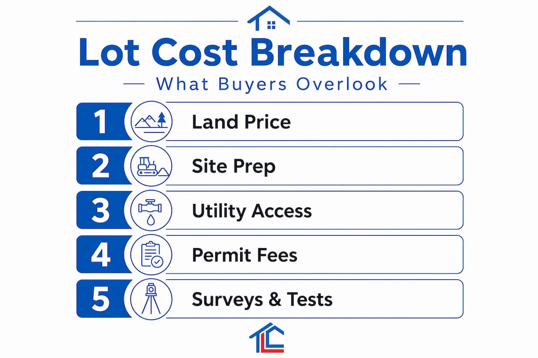 Infographic showing lot cost breakdown steps