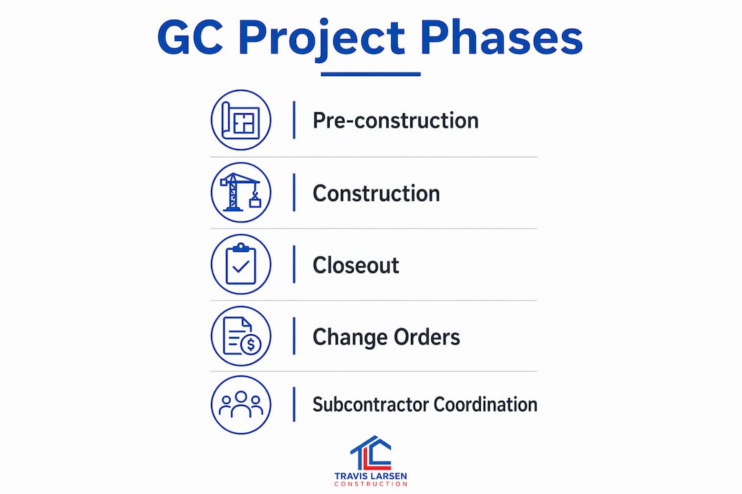 Infographic illustrating general contractor project phases