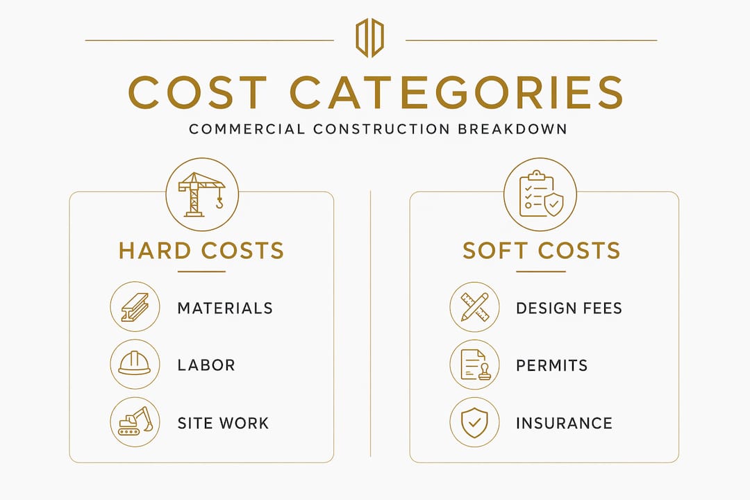 Infographic dividing construction hard and soft costs