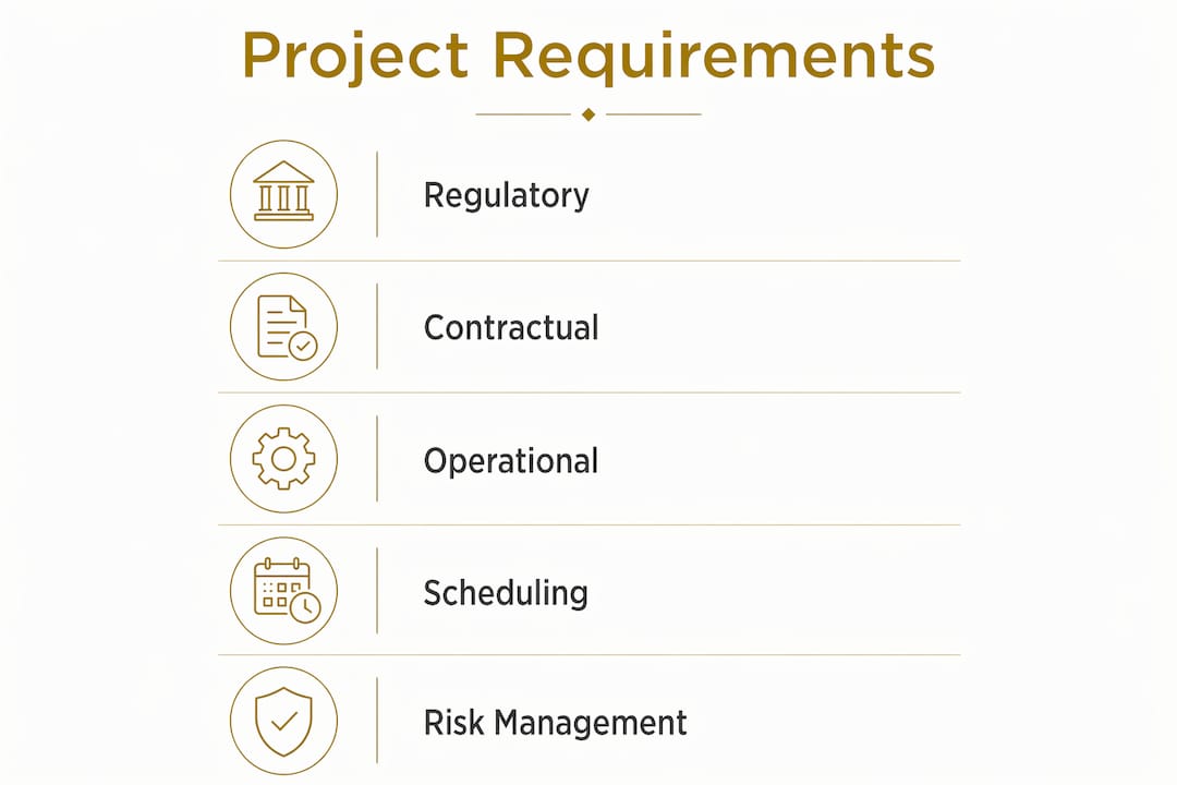 Infographic outlining commercial construction project requirements steps