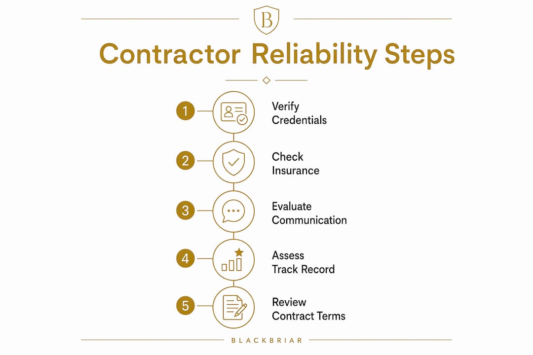 Infographic outlining key reliability steps for contractors