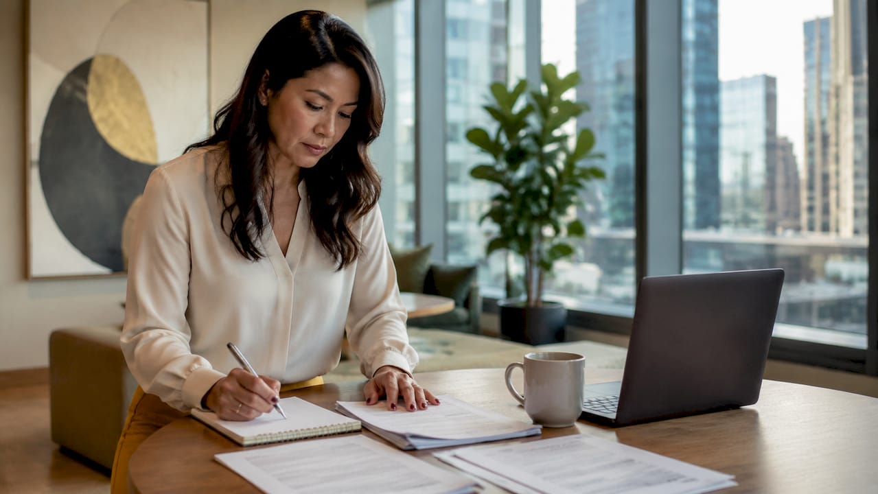 Woman reviewing contractor credentials