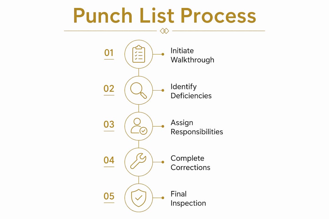 Infographic illustrating punch list creation and management process