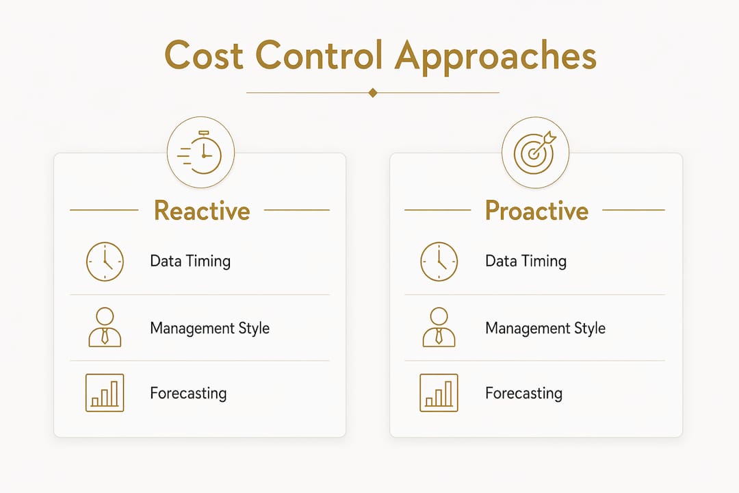 Infographic comparing reactive and proactive cost control