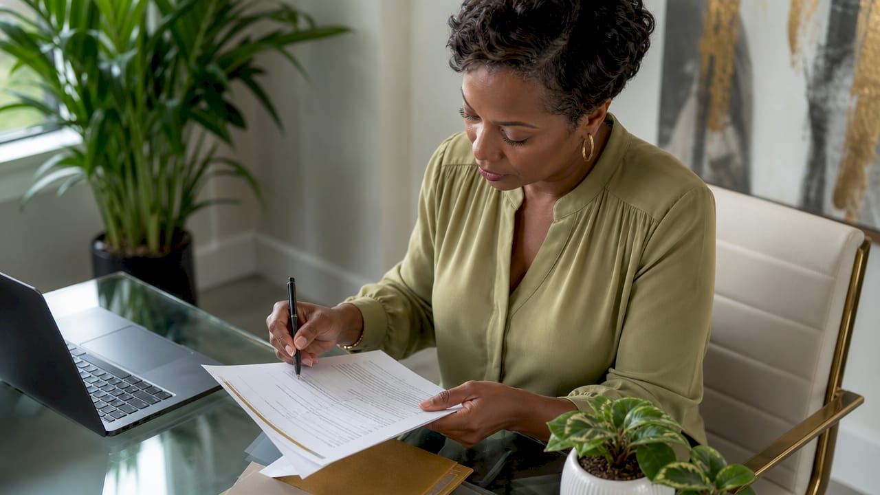 Woman reviewing luxury builder checklist