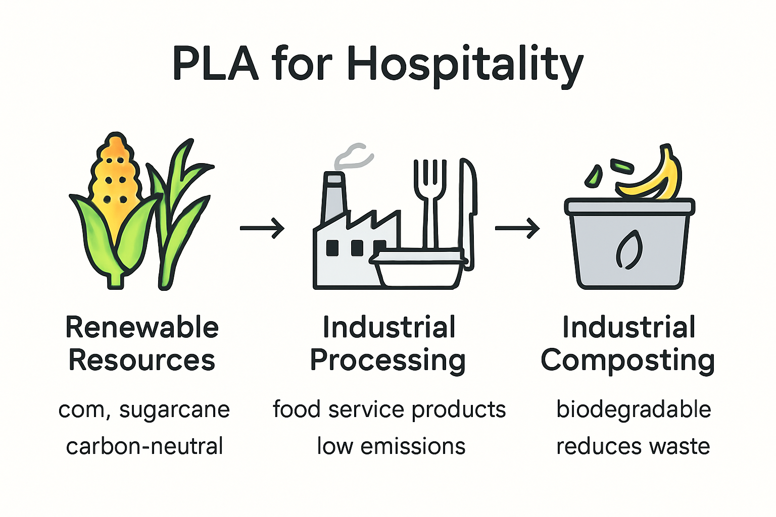 PLA lifecycle from plant to compost in hospitality