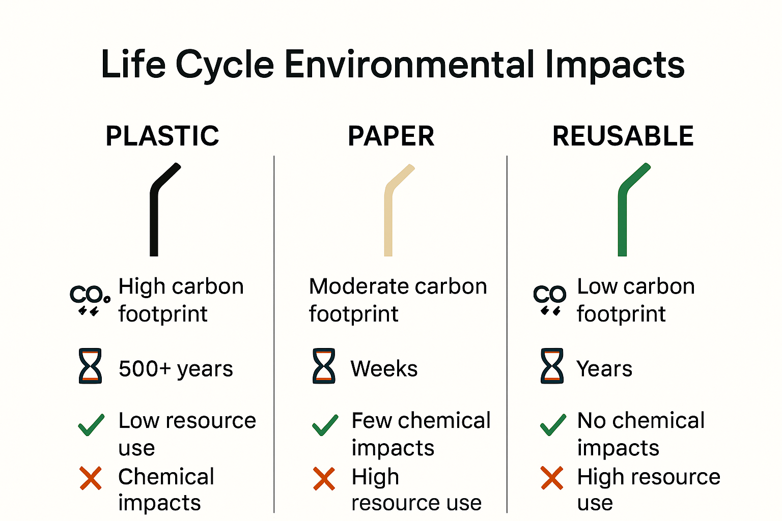 Environmental impact comparison of straw types