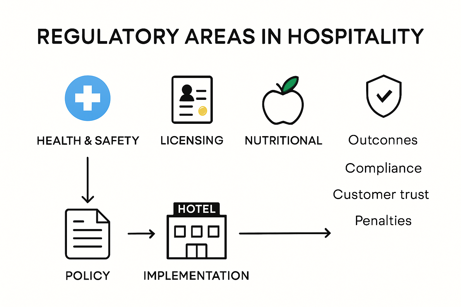 Hospitality government policy impact infographic showing regulations and effects