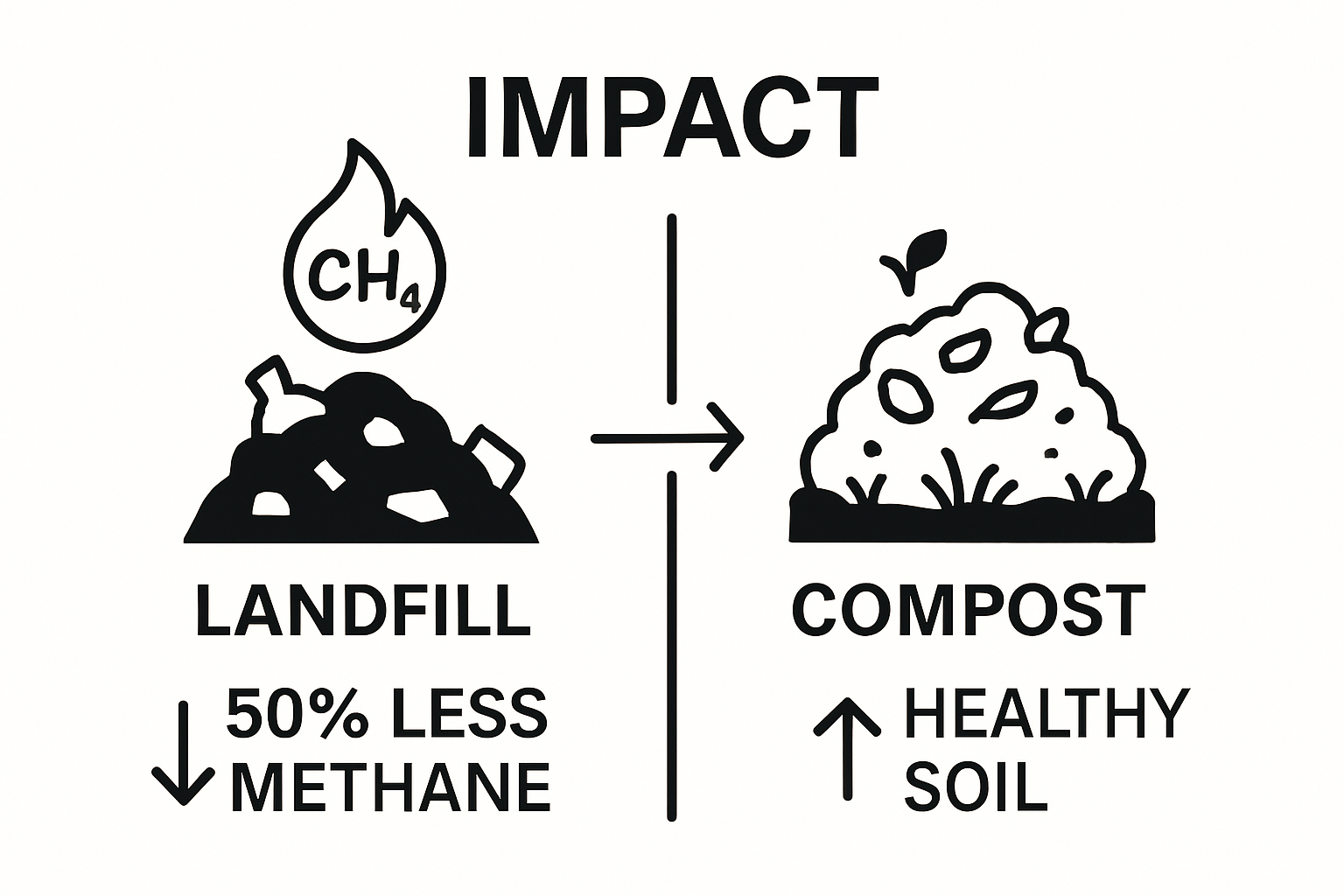 Comparing landfill emissions to composting benefits visual infographic