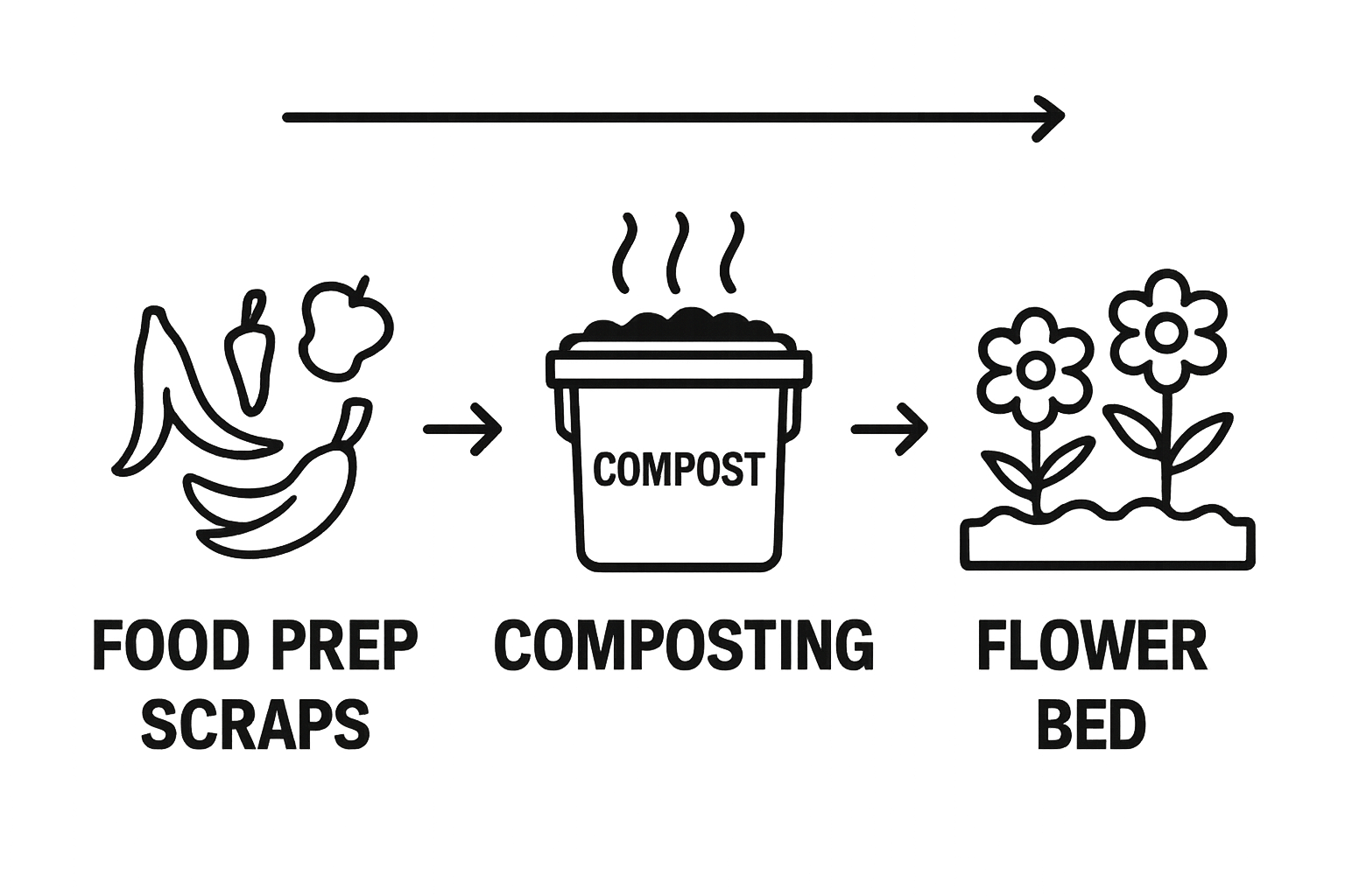 Infographic showing simple 3-step hotel composting process