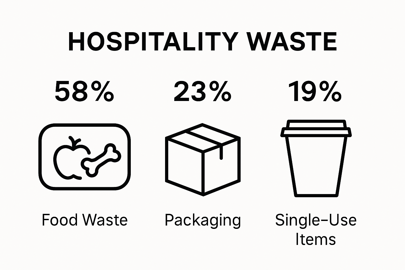 Infographic comparing types of hospitality waste by percentage
