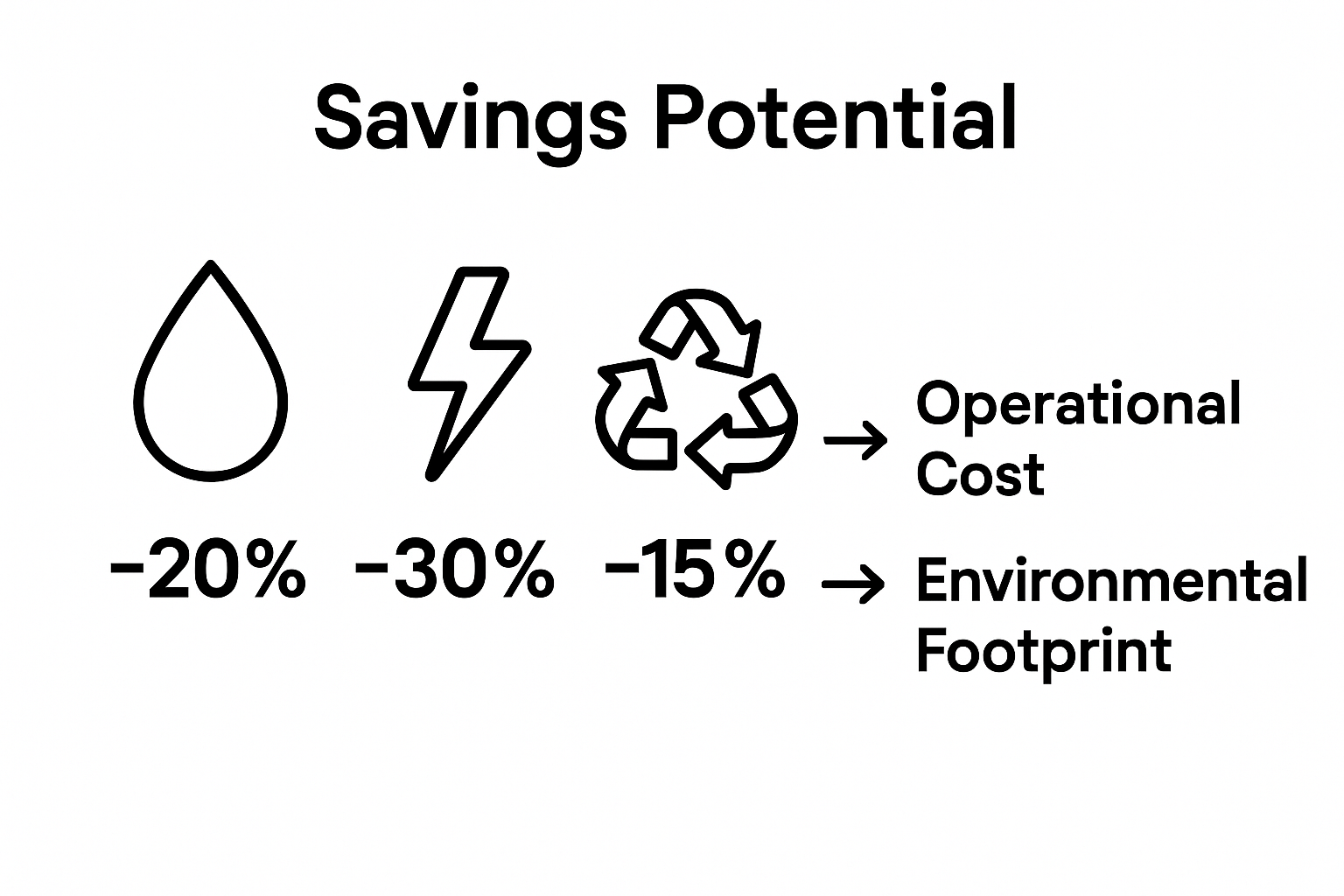 Comparison of water, energy, and waste savings in hotels