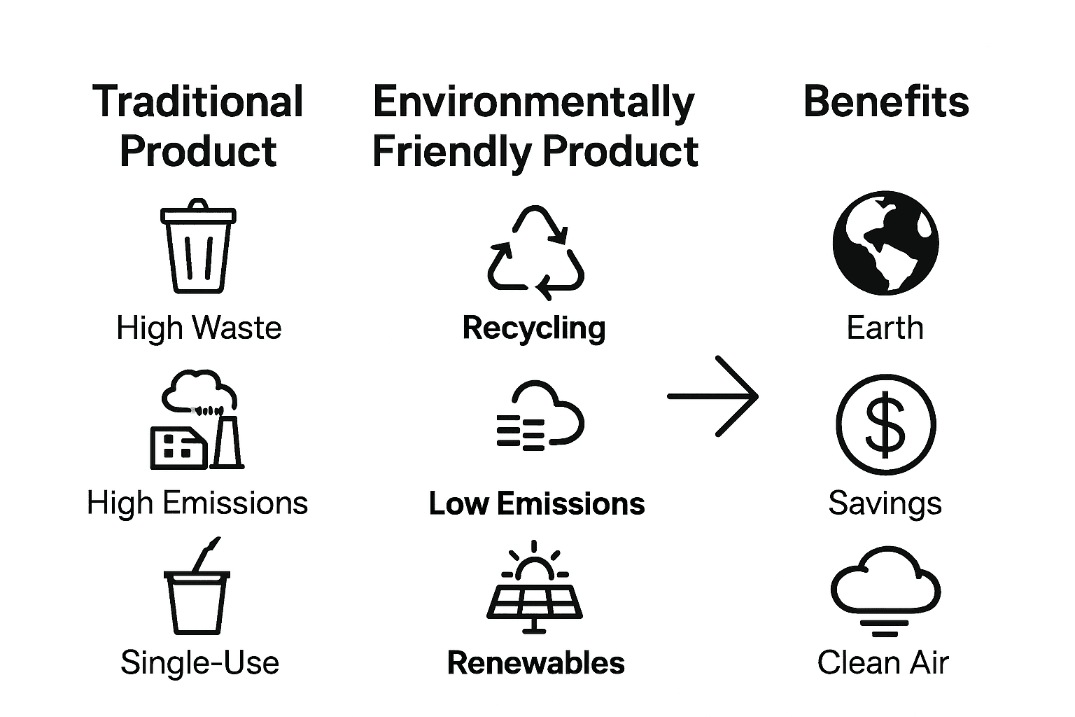 Infographic comparing traditional and eco-friendly products