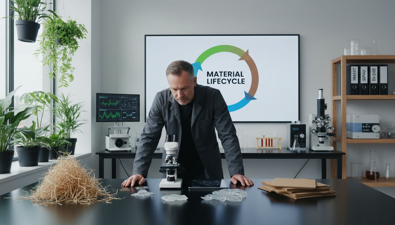 Scientist examining lifecycle of eco materials