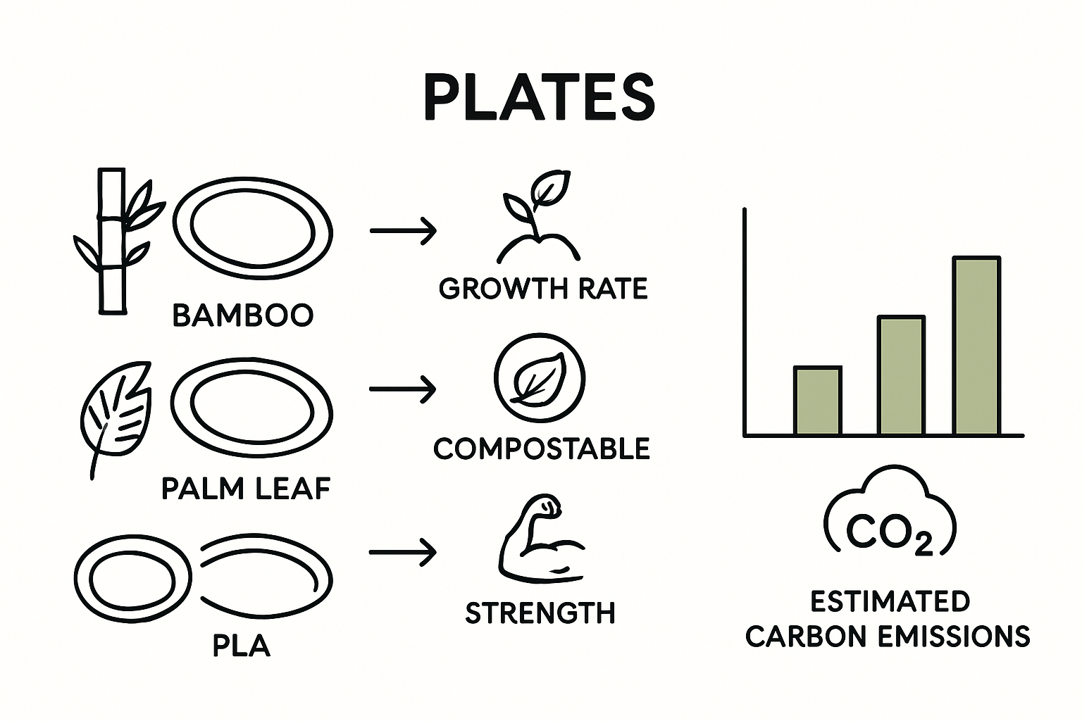 Infographic showing partyware material differences