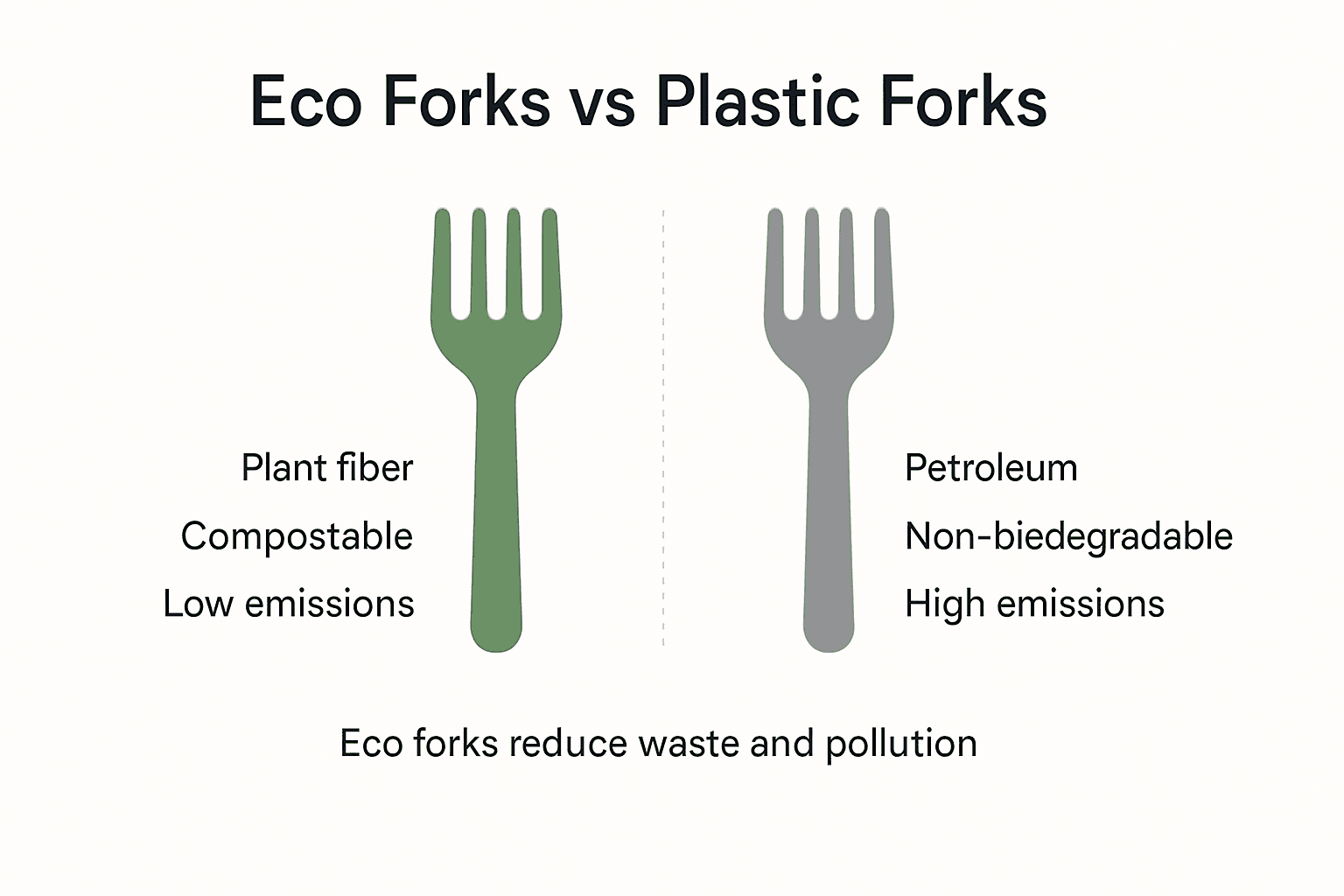 Infographic comparing eco forks and plastic forks