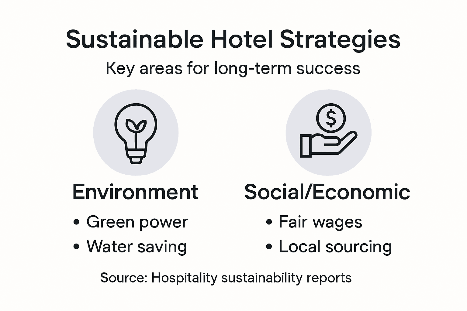 Infographic showing types of hotel sustainability strategies
