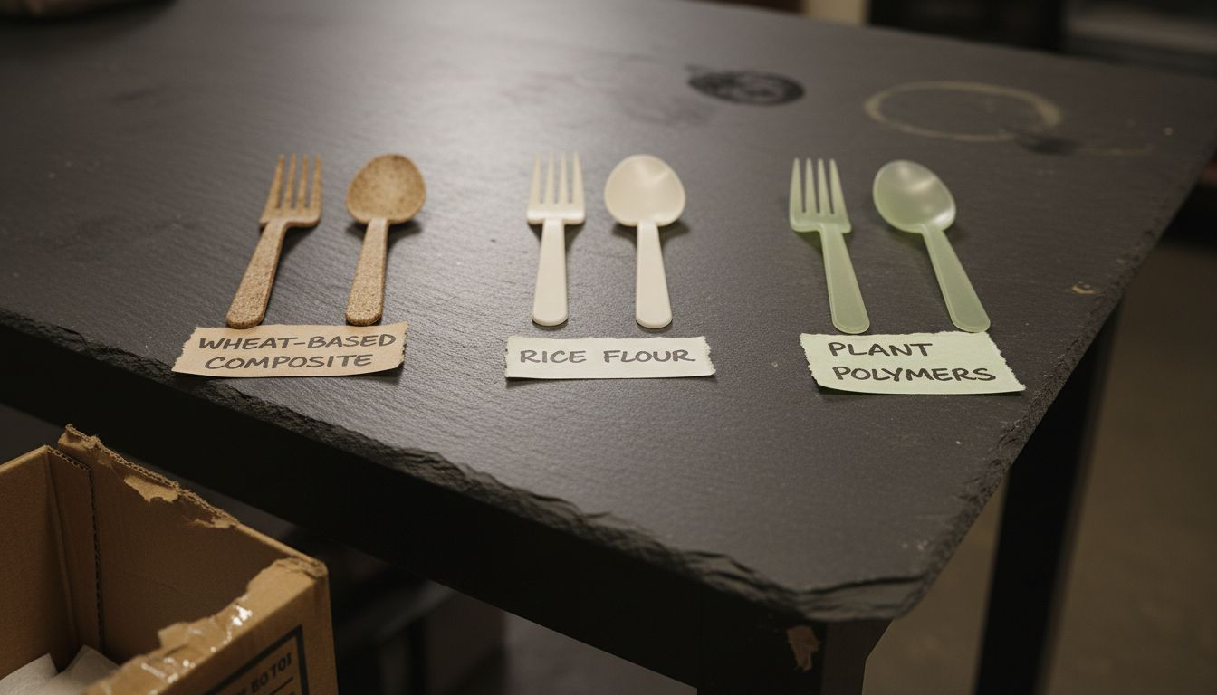 Eco utensil materials side by side