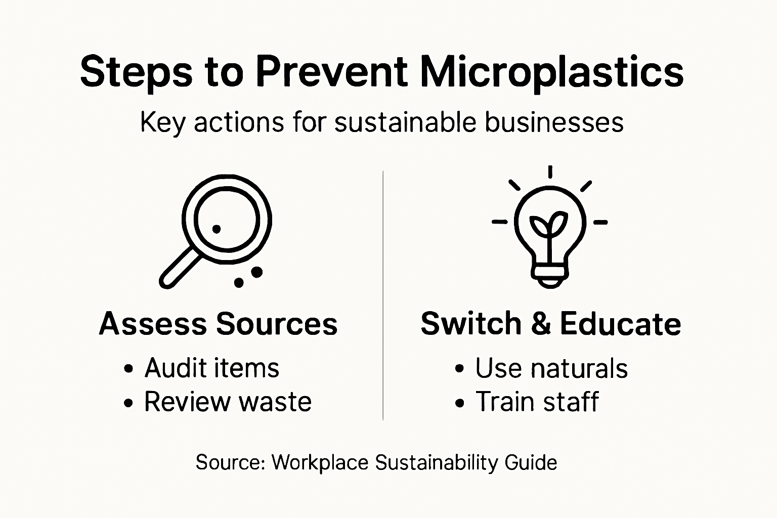 Infographic with steps to prevent business microplastics