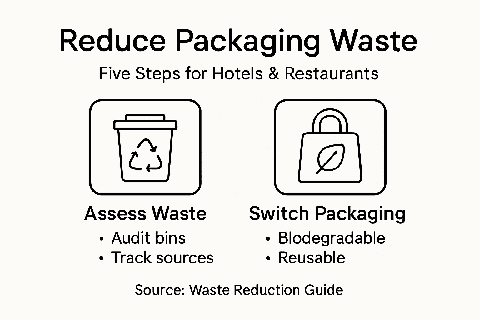 Infographic with steps to reduce packaging waste