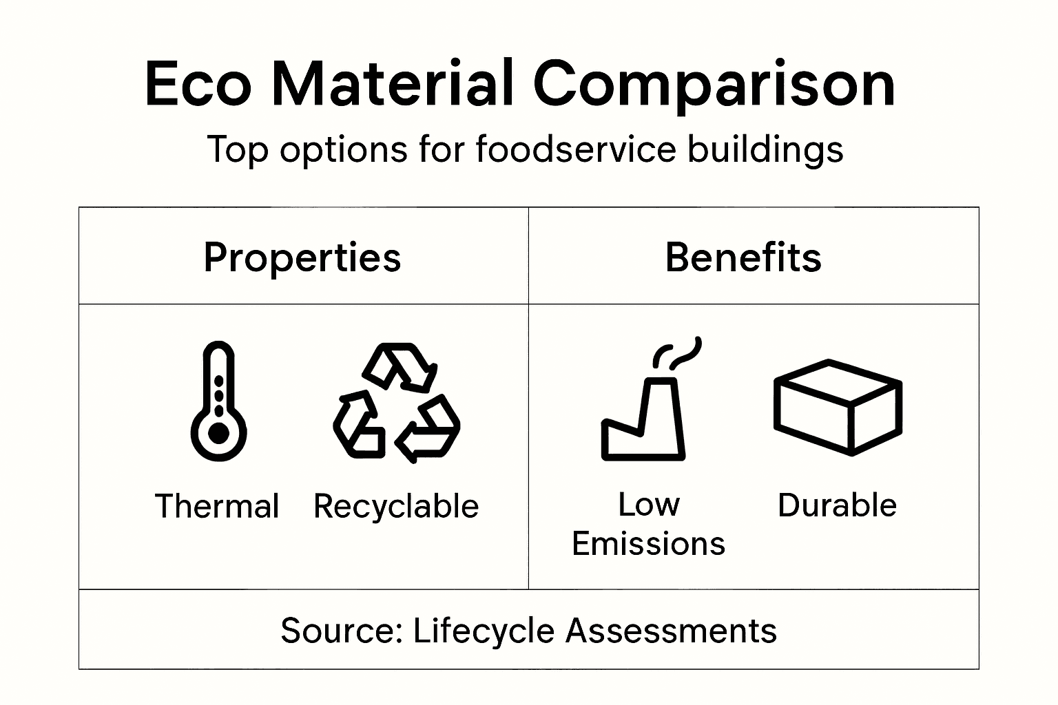 Infographic with eco material types and benefits