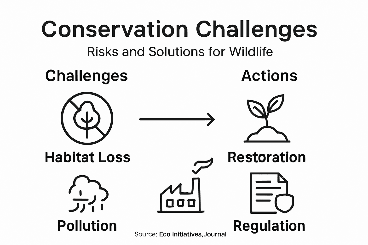 Infographic visualizing conservation risks and actions