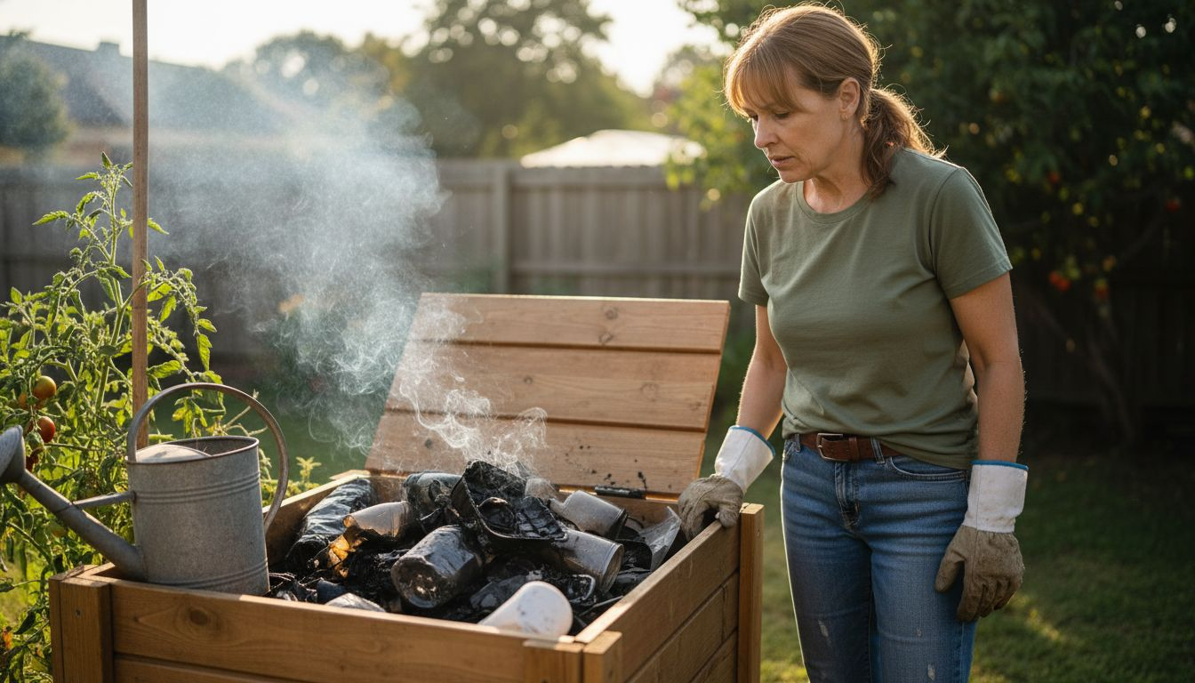 Backyard plastic burn showing toxic smoke